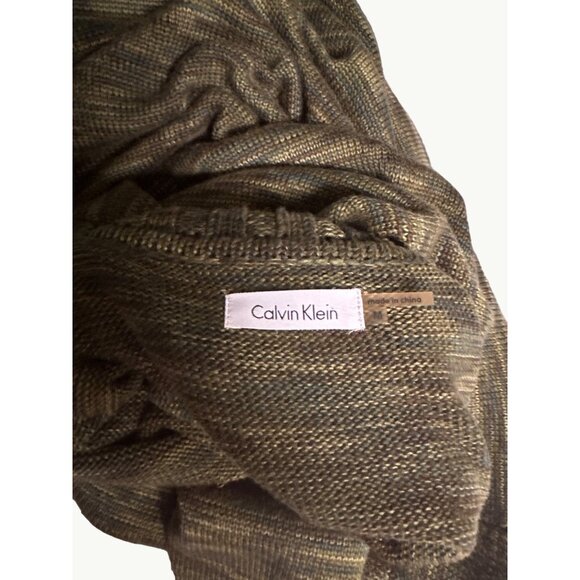 Calvin Klein Sleeveless Knit Dress With Pockets Olive Green Acrylic Turtleneck M - Picture 5 of 9